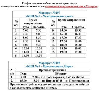 График дачи с 25 апреля 1